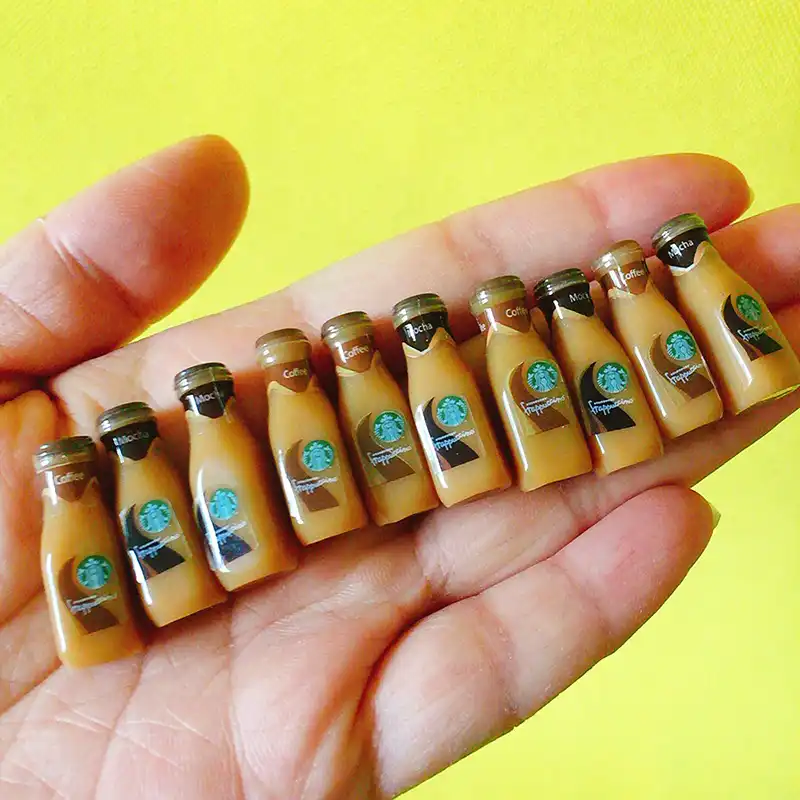 10 個コーヒーボトル ミニチュア食品 食器 人工 妖精の庭 Gnome テラリウム 置物 ドールハウスの装飾 モデルのおもちゃ Figurines Miniatures Aliexpress