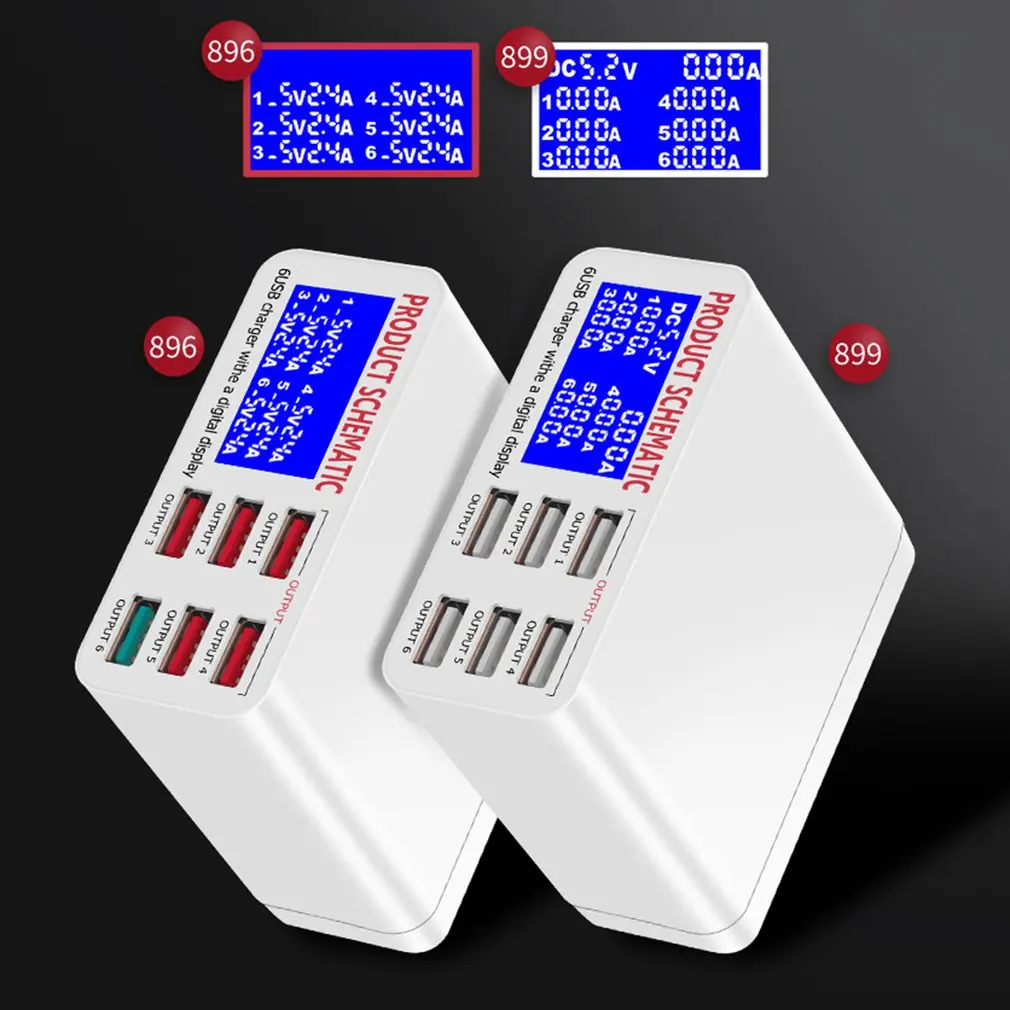 Lcd мульти быстрое зарядное устройство USB зарядное устройство несколько 6 USB зарядная станция для телефона универсальное usb-хаб умное зарядное устройство