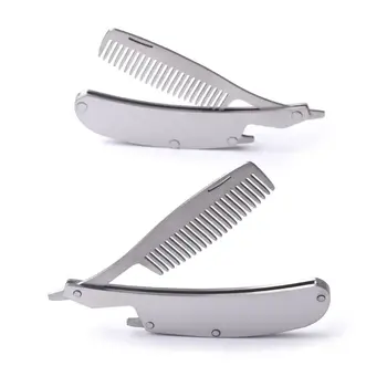 

New Men's Folded Stainless Steel Hair Comb Mini Pocket Combs Beard Care Tool 667D