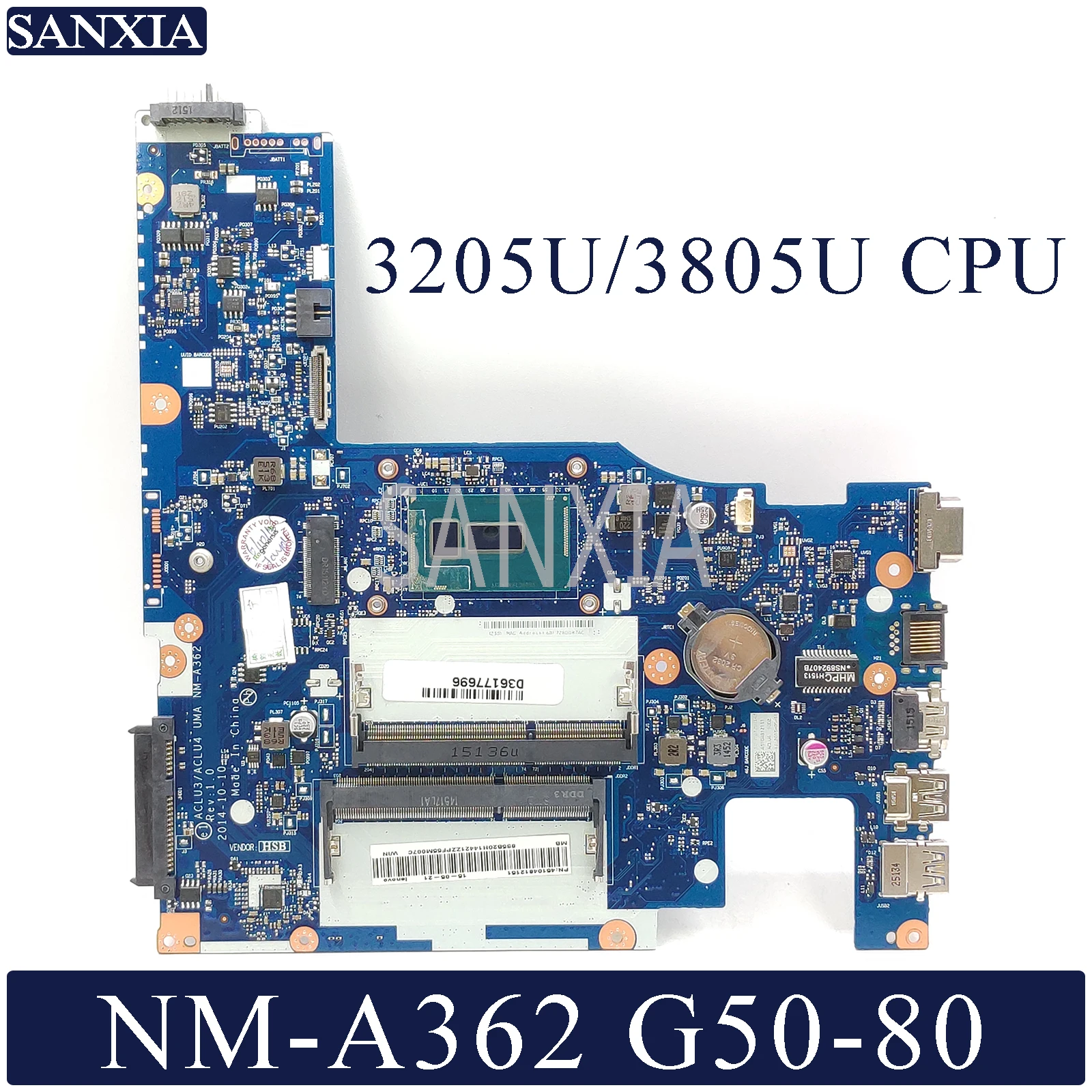 Kefu NM-A362 ноутбук материнская плата для Lenovo G50-80 оригинальная материнская плата 3205U/3805U