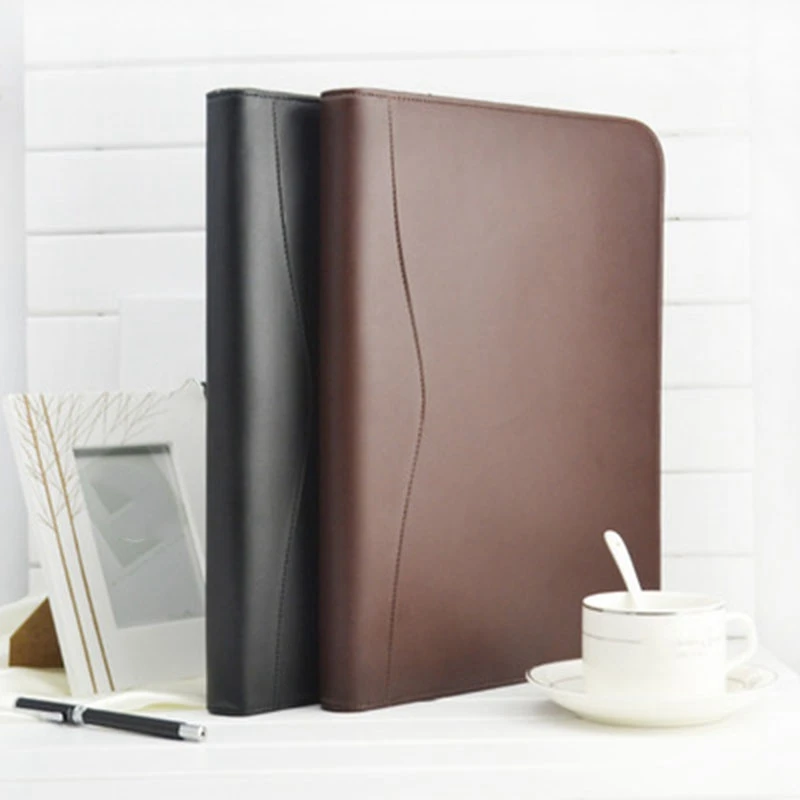 Zipper Business Manager Folder A4 Folder Pu Leather Multi-Function Folder Office Supplies Business Manager with Calculator123