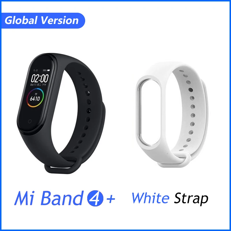 Фирменный Xiaomi mi браслет 4 браслет mi Band 4 фитнес-браслет 3 цвета AMOLED экран музыкальный контроль Smartband - Цвет: GB White Strap