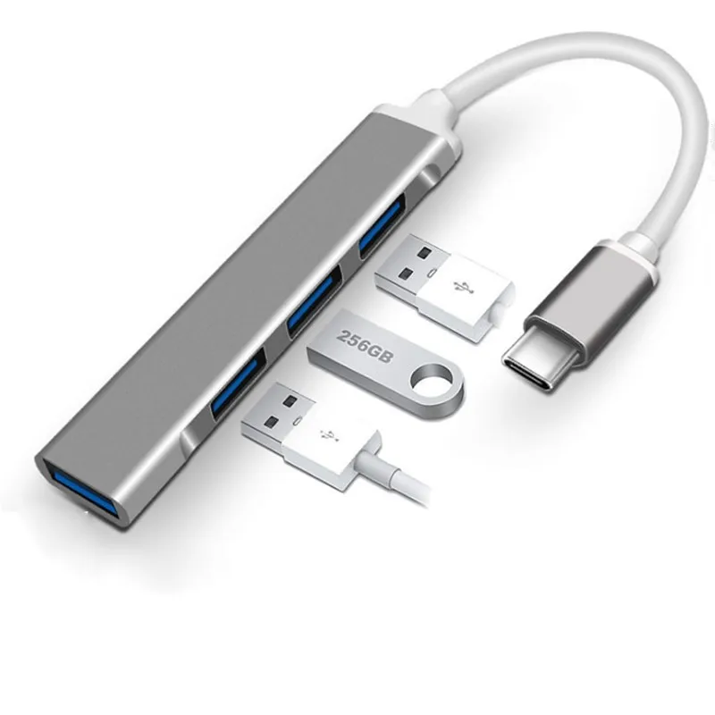 Concentrador de red USB 3,0 tipo C, adaptador multidivisor de 4 puertos OTG para Macbook Pro 13 15 Air Mi Pro HUAWEI, Accesorios de ordenador
