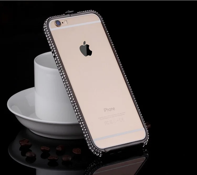 Черный Роскошные Стразы, чехол-бампер для iPhone 11, 8, 7, 6, 6S Plus, чехол с блестками для iPhone X, XR, XS, Max, металлический алюминиевый Алмазный чехол - Цвет: Черный