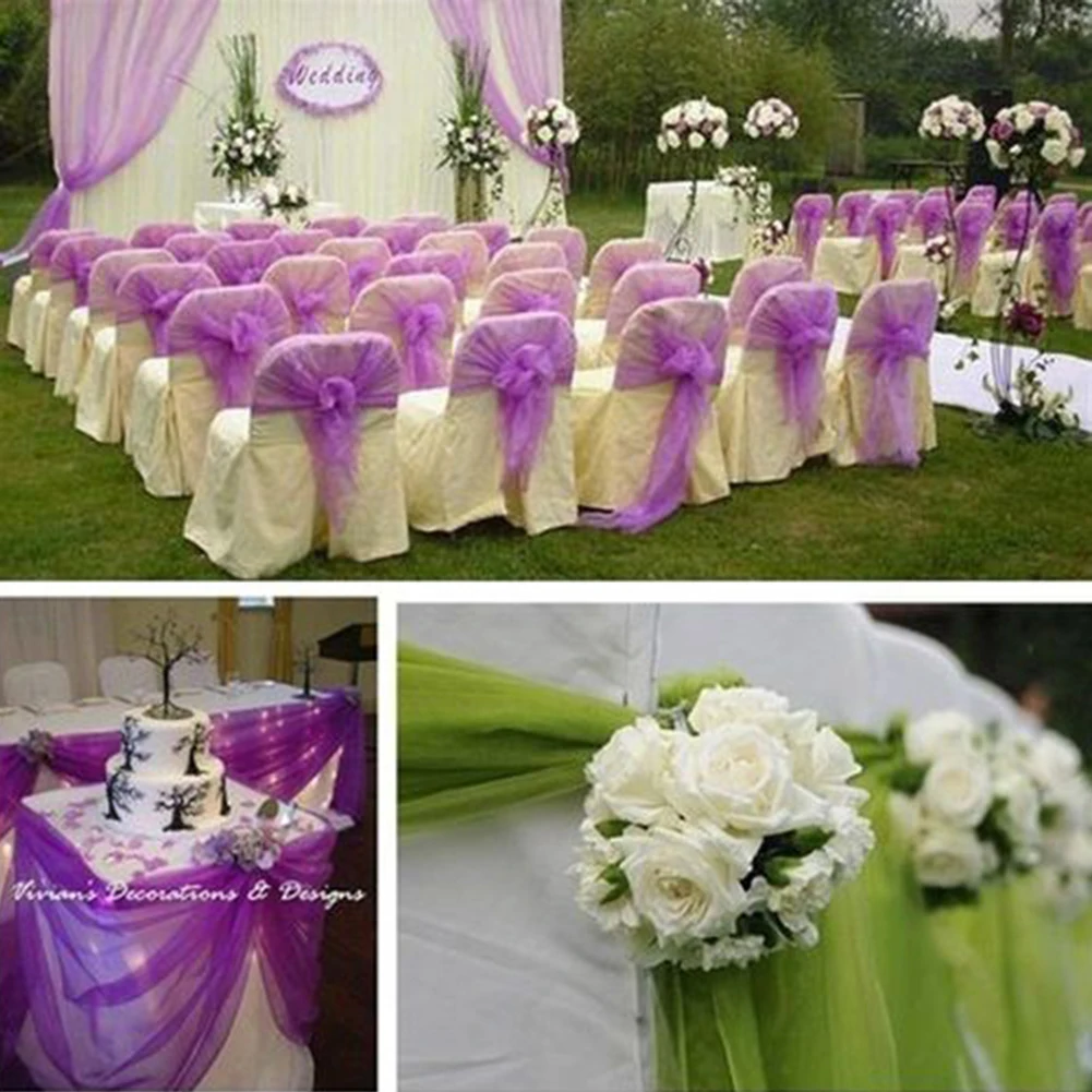 500cm Sheer Tulle Wedding Gauze Chair Curtain Table Runner Room Car Party Decor Solid color tulle, super lovely and beautiful