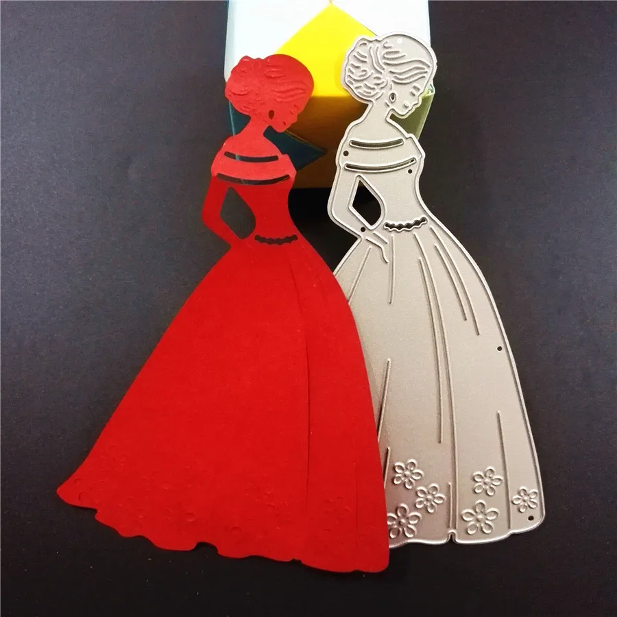 

Long Dress Princess Girl Metal Cutting Dies For Scrapbooking Stencils DIY Album Cards Decoration Embossing Folder Die Cutter