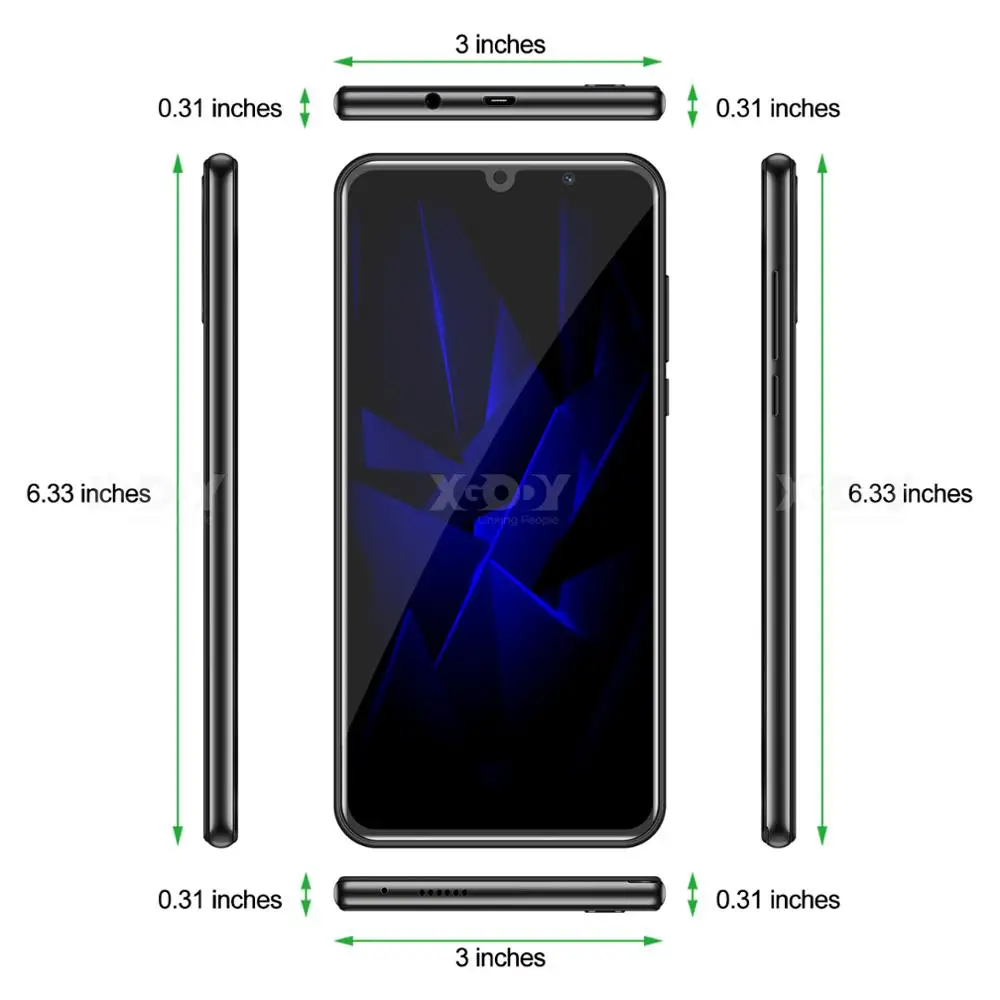 XGODY mateX 3G Smartphone Android 9.0 18:9 qHD MTK6580 2GB16GB 2800mAh Dual SIM 5.0MP Camera GPS WiFi 6