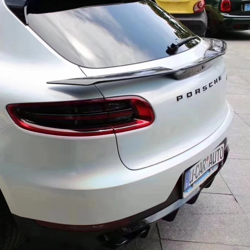Задний спойлер на крышу из углеродного волокна, средние крылья для Porsche Macan, спойлер-, накладка на багажник, наклейка для автомобиля
