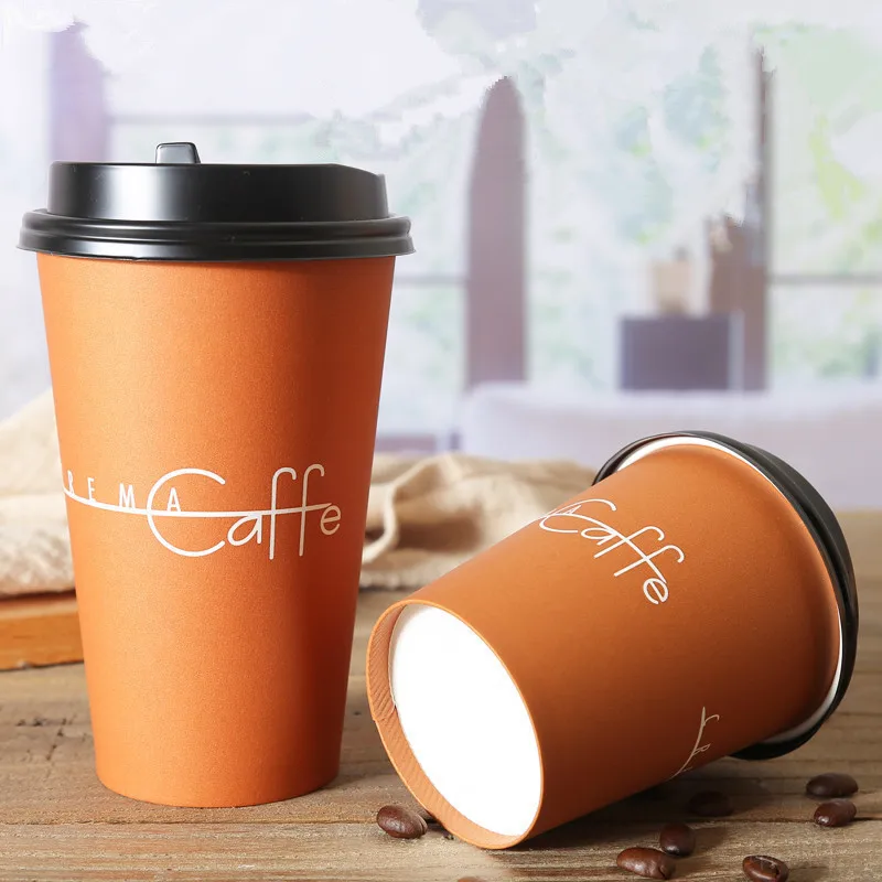 50pcs High quality thicken disposable coffee cup 8oz 12oz 16oz creative birthday party espresso cafe drink paper cups with lid | Дом и сад
