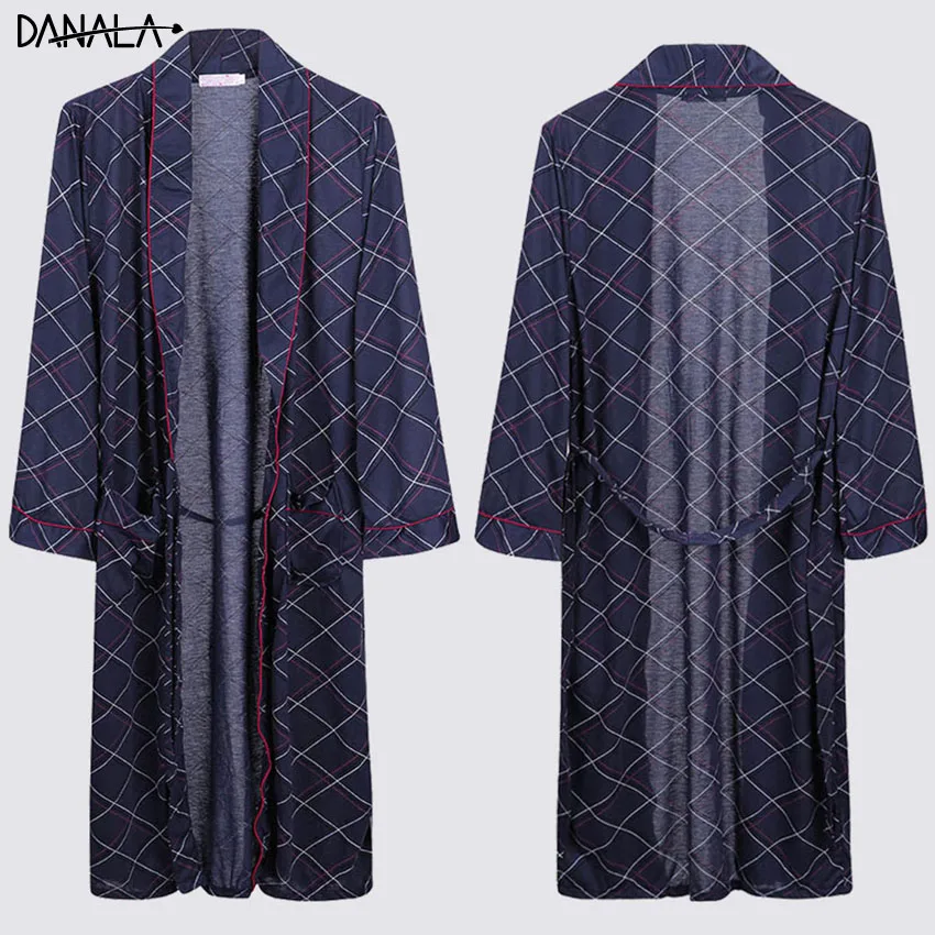 DANALA Spring Autumn Loose Men's Bathrobe Striped Warm Comfortable Dressing-gown Pajamas V-Neck Sexy Women Home Suits Swimsuit