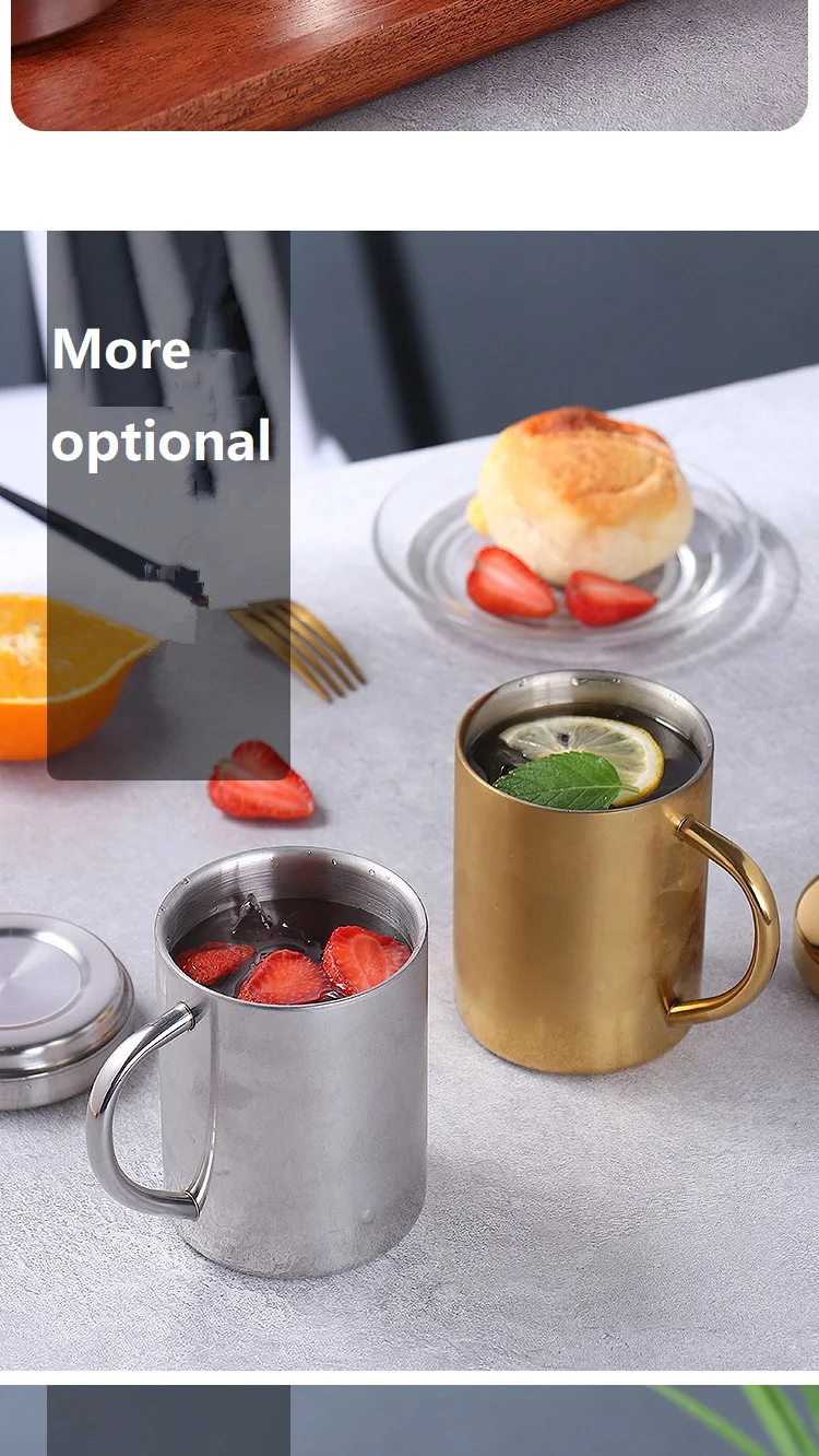 304 Stainless Steel Restaurant Anti Scalding Water Cup Home kindergarten Students Anti Fall Beer Mug With Lid