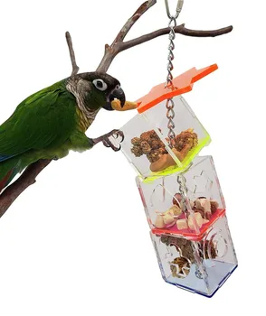 

Transparent 3 Layer Parrots Food Feeder Hanging Parrot Nibbled Toys Feeder Pets Birds Forager Feeding Boxes Cage Birds WF923