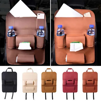 

Seat Back Bag Auto Storage Bag Multi-Function Auto Seat Bag Anti-Kick Pad Car Care PU Leather Multicolor Universal