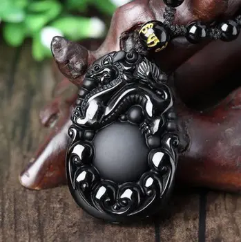 

Handmade Natural Obsidian Unicorn Pixiu Amulet Pendant Necklace Pendant Animal Statue Safe And Good Luck Gift