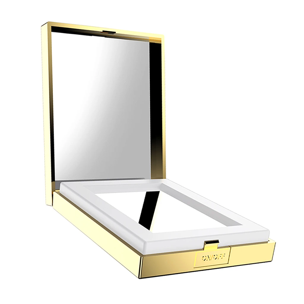 Mini Compact Folding Double Sided Magnifying Makeup Mirror, 1X  / 10X Magnification with 32 pcs Led Lights- Black / White