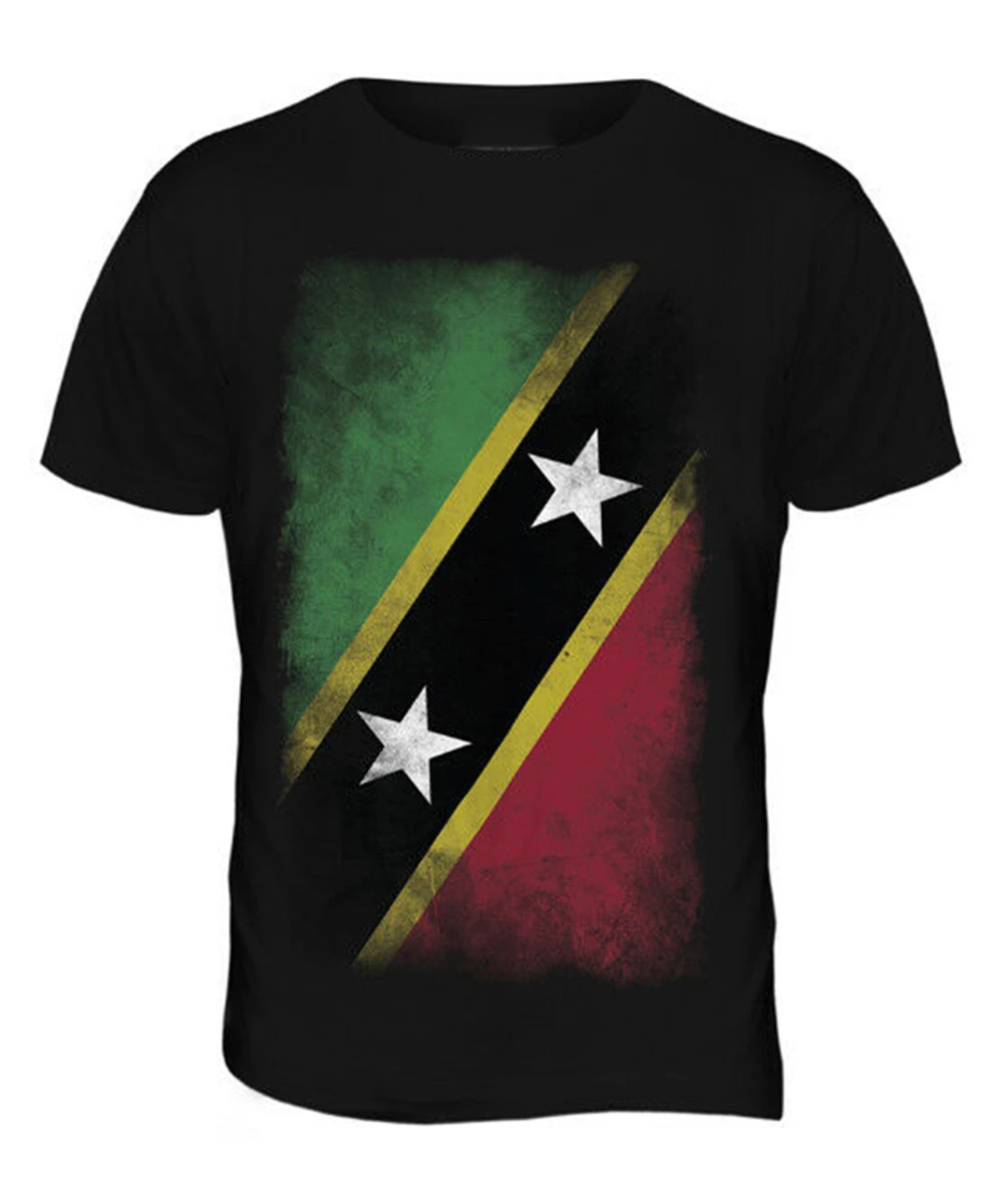 Мужская футболка с выцветшим флагом в стиле Saint Kitts и Nevis круглая Kittitian ST | одежда