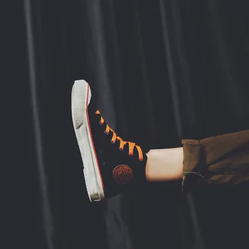 

QWEDF 2019 high-top men canvas sneakers classic skate yellow black color men casual shoes young lace-up shoes 2019 F8-98
