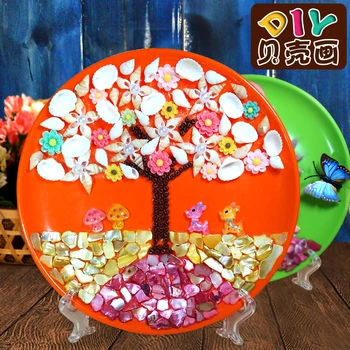 

Children DIY Natural Conch Shell Paste Painting, Kindergarten Plate Painting Creative and Intelligent Handmade Material Package