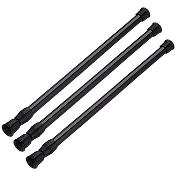 

3PCS Tension Rod Black Spring Curtain Rods 27.5 to 47 Inch Expandable Curtain Rod Spring Loaded Tensions Rod