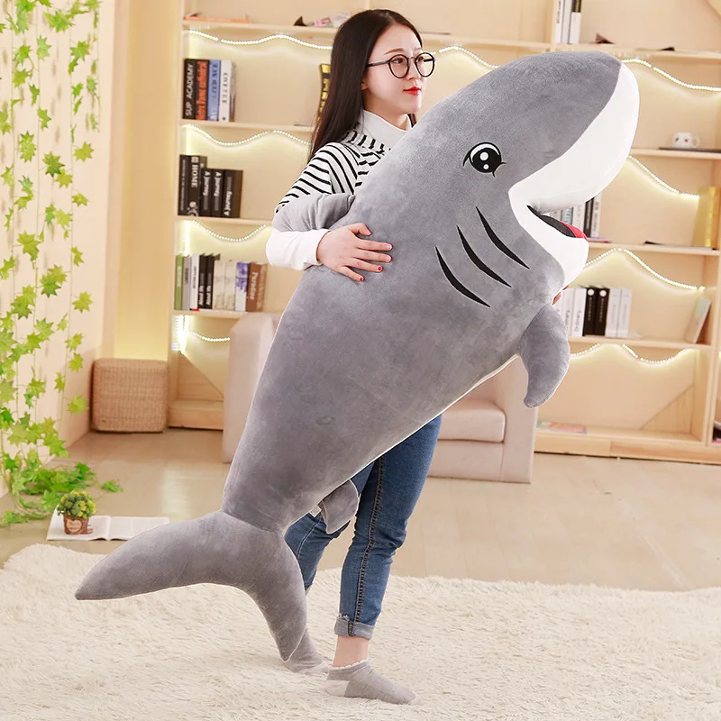 В переменного тока 50-120 см Забавный Kawaii Акула плюшевая игрушка мягкая