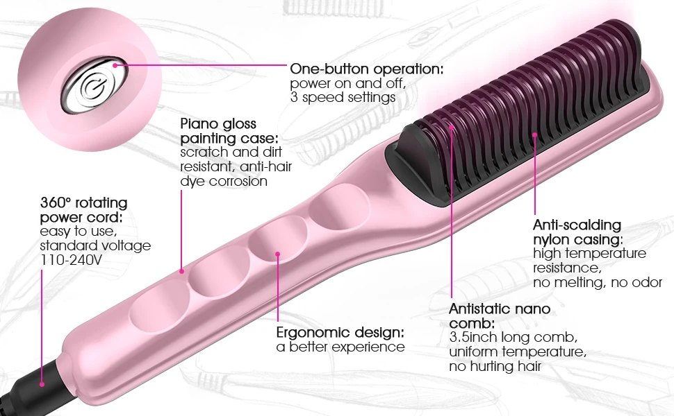 rifny heated hair straightening comb