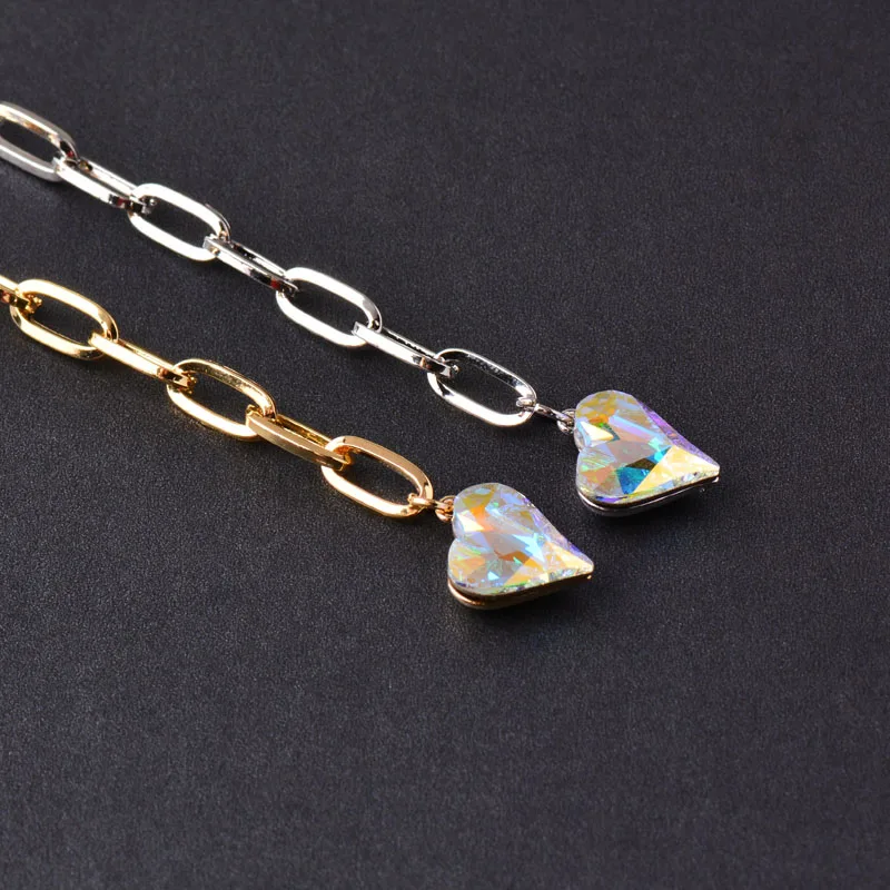SINLEERY Gorgeous Crystal Heart Friendship Bracelets Yellow Gold Silver Color Chian Beautiful Bracelet Women Jewelry SL153 SSE