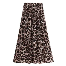 Новое поступление, Гибкая эластичная юбка миди с высокой талией, плиссированная юбка с леопардовым принтом для женщин, винтажная Осенняя шифоновая юбка для женщин