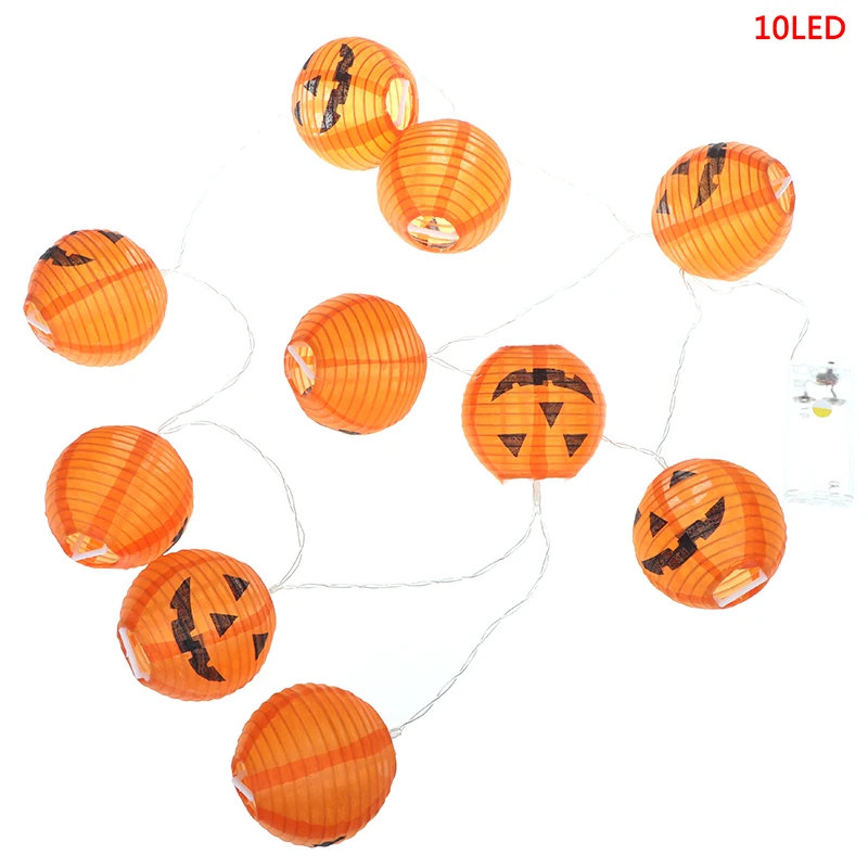 New 1 Set Warm Lights Halloween Home Decoration Accessory Orange Pumpkin 6/10 LED String Lights Halloween Decoration - Цвет: 10LED