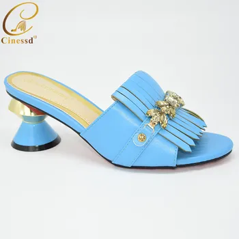 

New Leather Sandals Women Shoe High Heel Sandals Fashion Casual Shoes Fashion Slipper Wedding African Pump Not Matching Bag Set