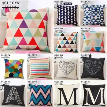 

Soft Simple Square Pillow Case Throw Pillowcase Cotton Linen Printed Pillow Covers for Office Home Textile