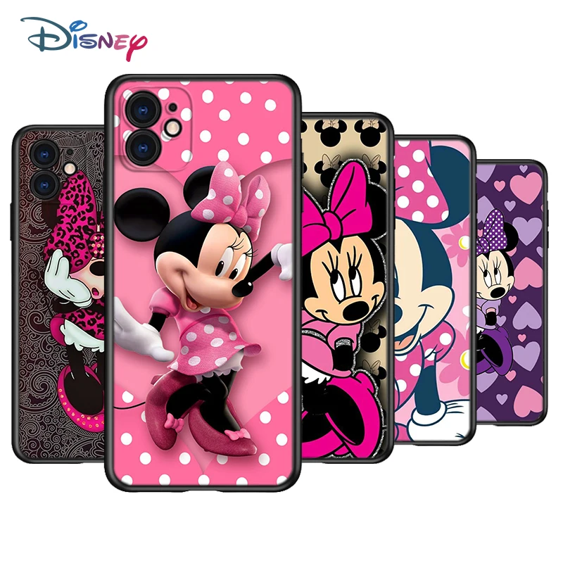 Disney Minnie Mouse Cover Phone Case For Apple iPhone 14 13 12 11 Pro Mini XS X XR Silicone Black Shell|Phone Case Covers| - AliExpress