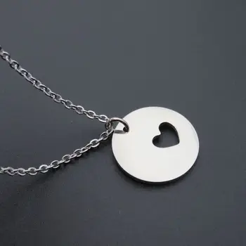 

20mm High Polished Round Disc Stainless Steel Love Heart Pendant Necklace Jewelry Accossries