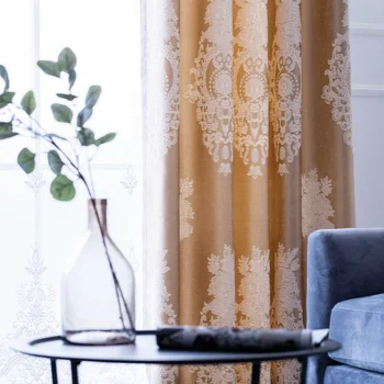 

European Curtains High Precision Jacquard Curry Curtain Window Curtsins for Living Room and Bedroom