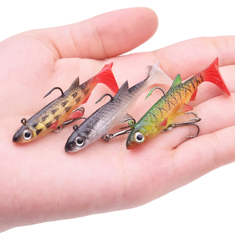 1PCS Small T Tail Soft Bait 50mm 3.5g Jig Head Silicone Swimbaits Artificial Bionics Fishing Lure Wobblers for Shad Bass Pike