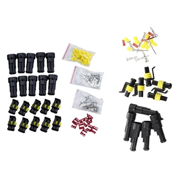 

10 Kit 2 Pin Way Waterproof Electrical Wire Connector Plug & 5 - Pin Male To Female Car Waterproof Connector Set