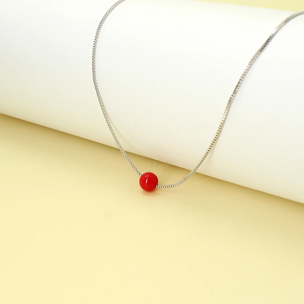 Chic Fashion Red Bead Pendant Necklace For Women Men Unisex Wedding Punk Chain Choker Chunky Party Jewelry | Украшения и