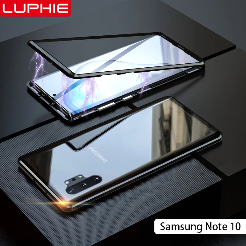Luphie Магнитный адсорбционный металлический чехол для samsung Galaxy Note 10 Plus задний