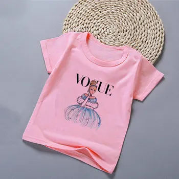 

New Funny Kawaii Cartoon Girls Tops Fashion Princess Printing Girl Clothes Aesthetic Unisex Kids T Shirts Cute Round Neck 24M-9T