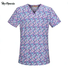 Медицинские Хирургические форма аптека медсестры на каждый день Топы дышащая Красота салон рубашки с короткими рукавами ПЭТ доктор комбинезоны для девочек униформа для сотрудниц спа-салонов