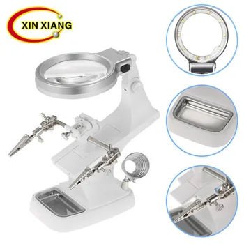 

Xinxiang Magnifier 3X 4.5X Welding Magnifying glass LED illumination Soldering Iron magnifier Alligator Clip Hold Clamp Loupe
