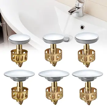 

NEW Copper Bouncing Core Filter Cover with Basket Shower Faucet Hair Basin Catcher Plug Floor Bathroom Drain Trap Accessori H7X1