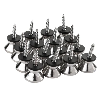 

Guitar Bass Chrome Metal End Pin Strap Buttons Locks Cushion Screws (16Pcs)