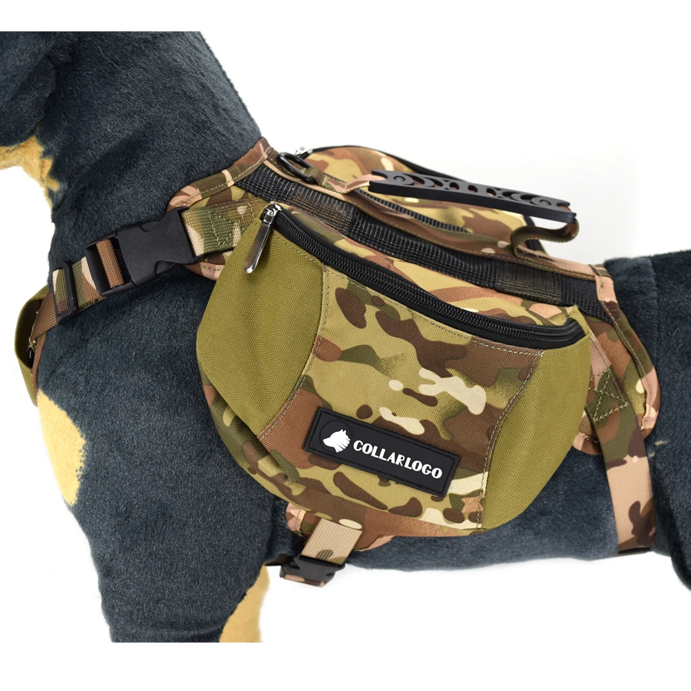 Tela de camuflaje Oxford para mascotas, Alforjas para perros, arnés, mochila, equipo de senderismo, equipo ligero para entrenamiento táctico, viaje