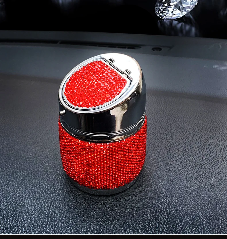 Креативная Автомобильная Металлическая Пепельница внутренняя отделка автомобиля поставки с инкрустацией стразами автомобиль Высокая термостойкость с двойным слоем пепельницы женщины