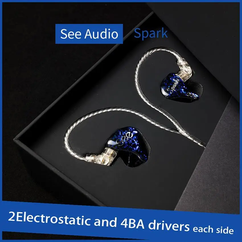 SeeAudio Spark Electrostatic 2EST 4BA Balanced Armature Hybrid Customize HIFI Music Monitor Studio Audiophile Earbuds Earphones