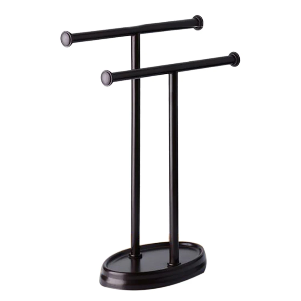 

Double Layer Floor Standing Storage Rack Bathroom Space Saving Organizer Stable Punch Free Household Stainless Steel Towel Stand
