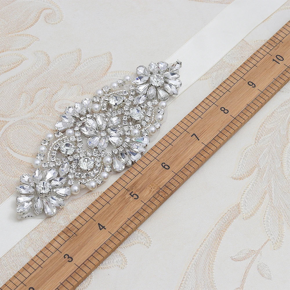 MissRDress Wedding Dress Belt Rhinestones Bridal Sash Crystal Pearls Bridal Belt Gold Wedding Sash Bridal Dress Belt JK850