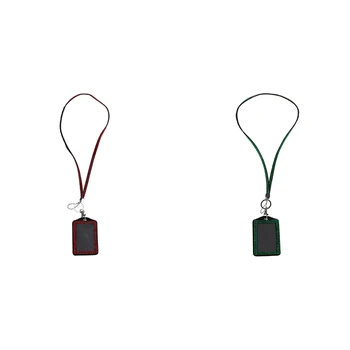 

2 Pcs Rhinestone Bling Crystal Custom Lanyard Vertical ID Badge Holder, Dark Green & Red