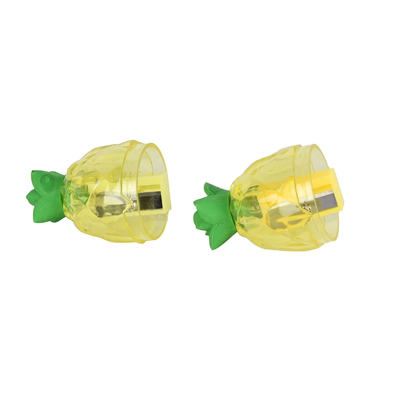 1 Pcs Cute Creative Fruit Pineapple Plastic Pencil Sharpener with Eraser School Supplies Plastic Cutter Knife