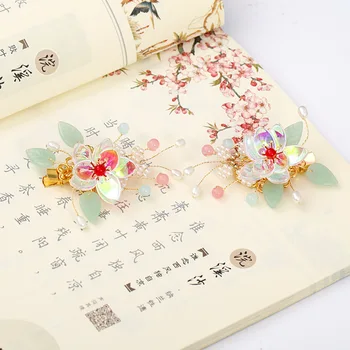 

Imitation Pearl Flower Crystal Hairpin Hair Clips Sweet Glaze Petal Flower Hair Comb Vintage Chinese Style Women Hair Jewelry VL